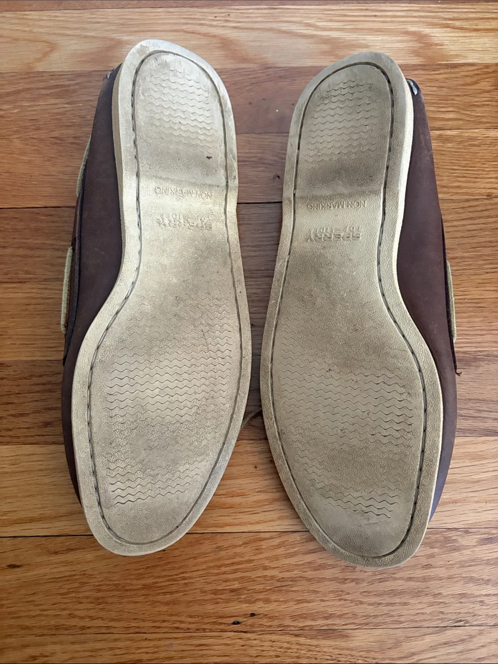 Sperry Brown Leather Moc-Toe Boat Shoes with Tan Laces